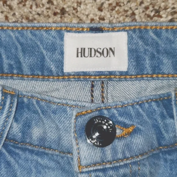 NWOT HUDSON Riley Distressed Rhinestone Button Fly Light Relaxed Jeans - Picture 13 of 16